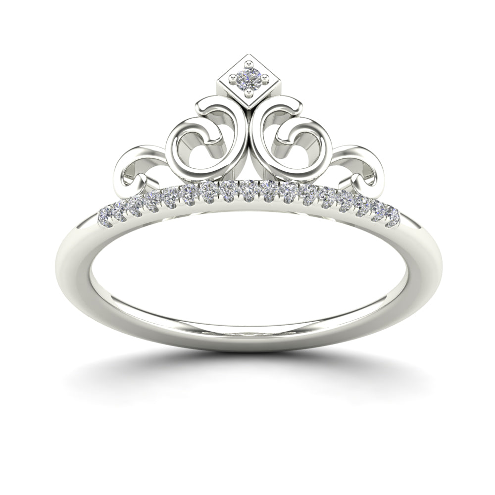 Lady's White 14 Karat Crown Fashion Ring 0.08ctw Round Diamonds — AJ's Jewelry Ridgewood, Queens NY