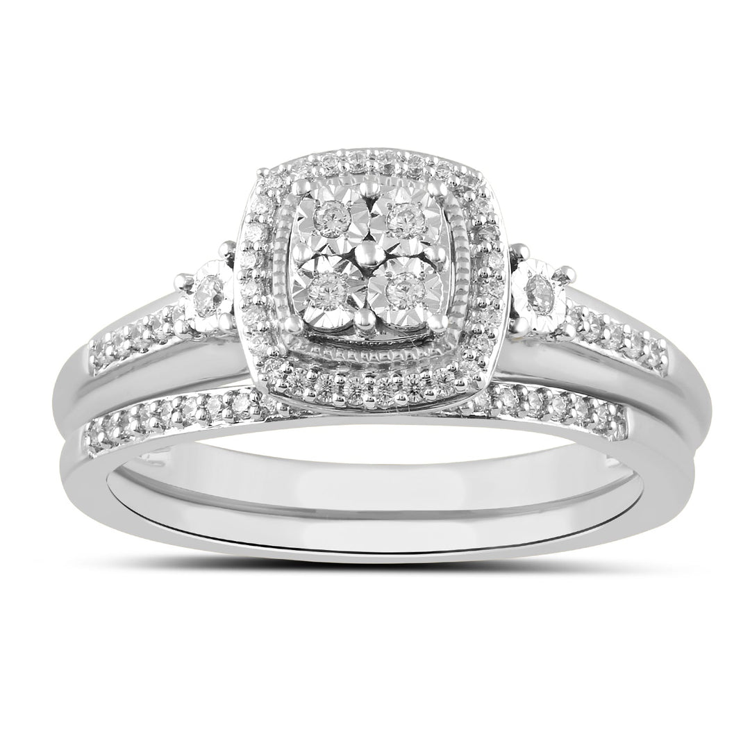 Lady's White 14 Karat Engagement Ring and Band Set 0.22ctw Round Diamonds — AJ's Jewelry Ridgewood, Queens NY