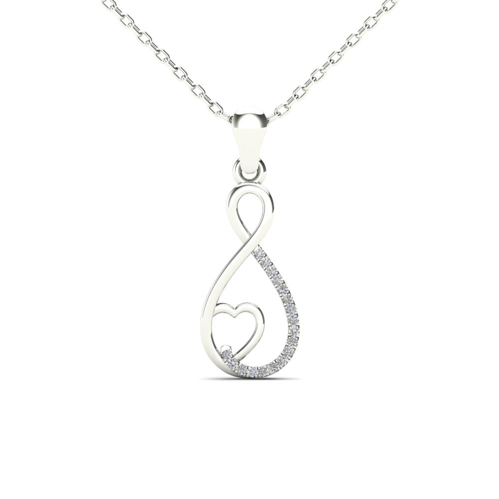Lady's White 14 Karat Heart Pendant 0.06ctw Round Diamonds — AJ's Jewelry Ridgewood, Queens NY
