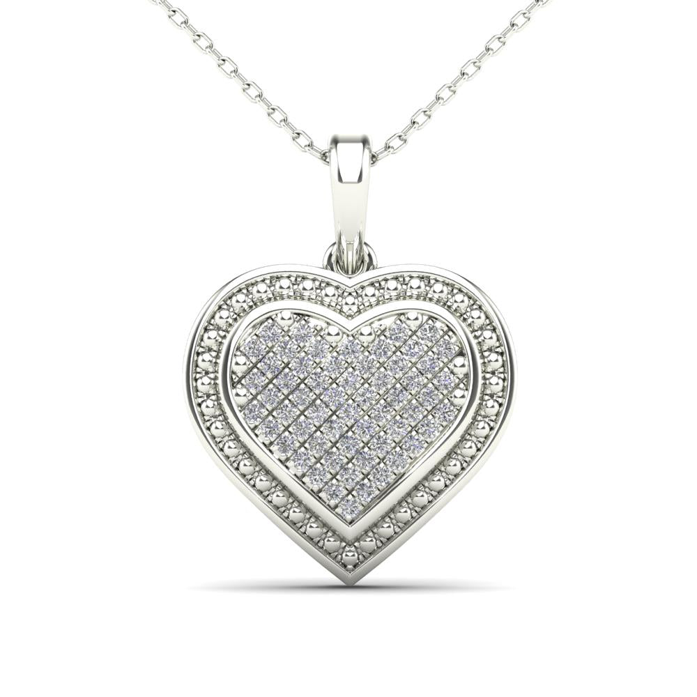 Lady's White 14 Karat Heart Pendant 0.12ctw Round Diamonds — AJ's Jewelry Ridgewood, Queens NY