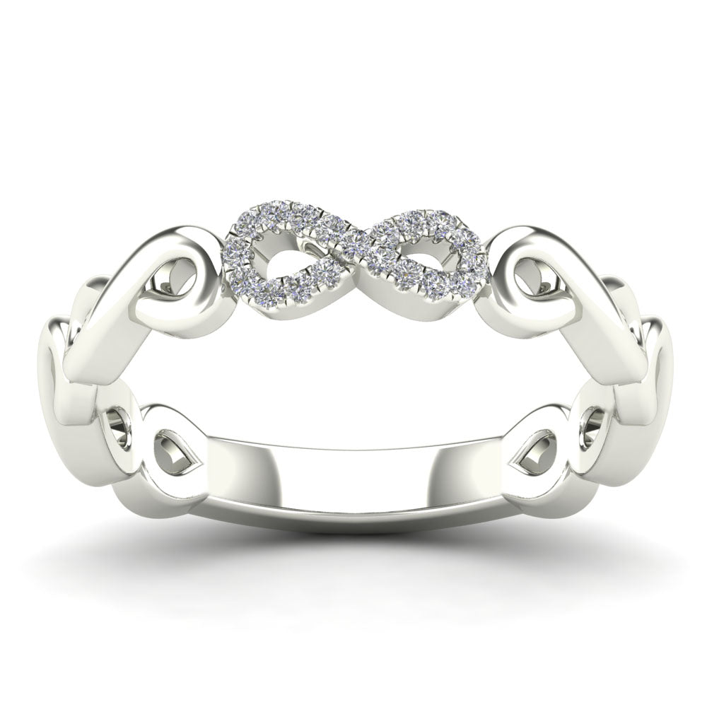 Lady's White 14 Karat Infinity Fashion Ring 0.07ctw Round Diamonds — AJ's Jewelry Ridgewood, Queens NY