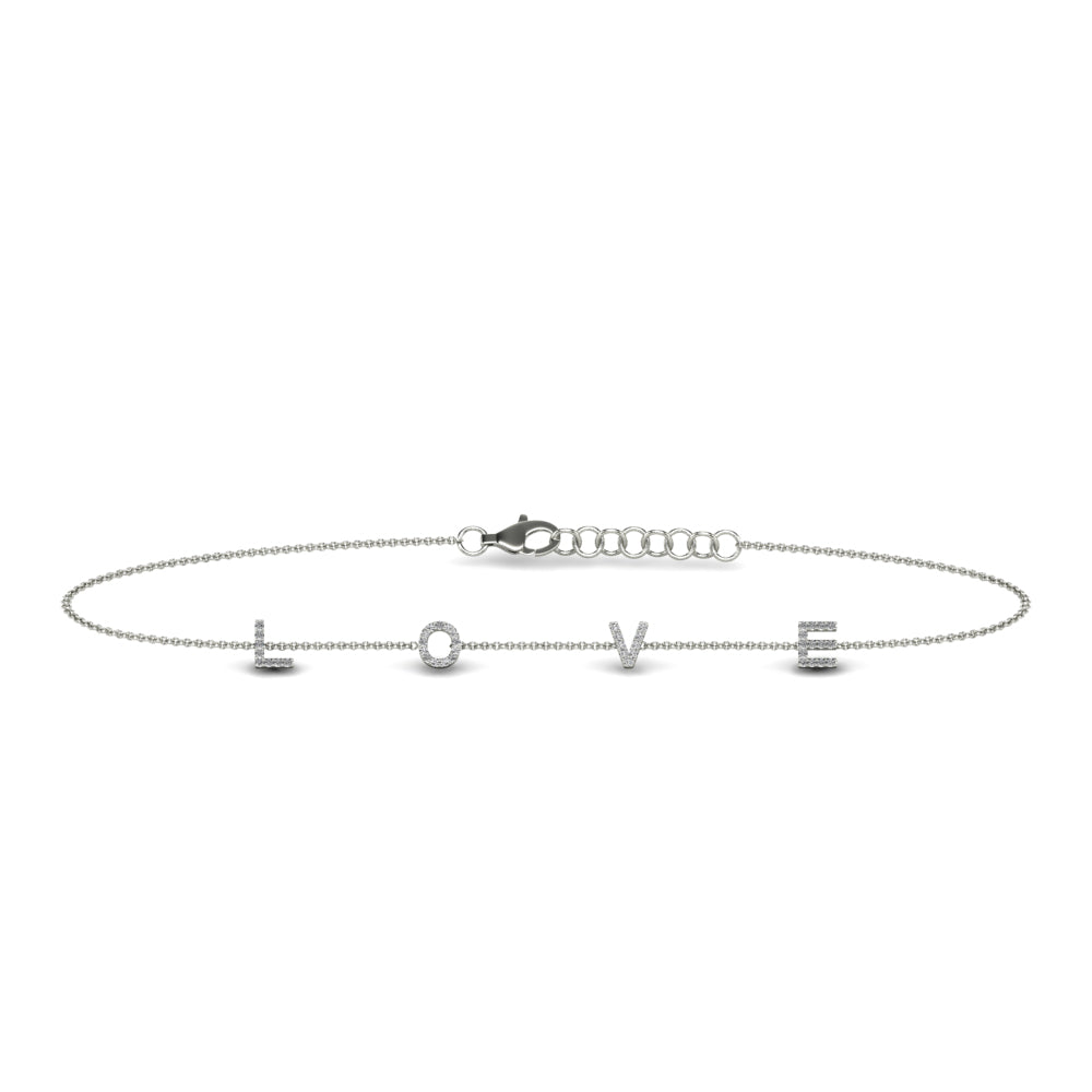 Lady's White 14 Karat Love Bracelet 0.09ctw Round Diamonds — AJ's Jewelry Ridgewood, Queens NY