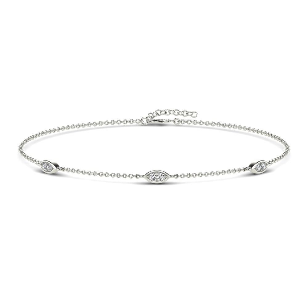 Lady's White 14 Karat Station Bracelet 0.08ctw Round Diamonds — AJ's Jewelry Ridgewood, Queens NY