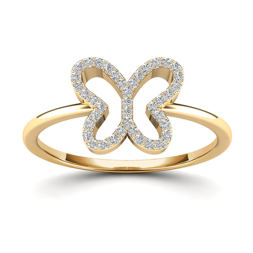 Lady's Yellow 14 Karat Butterfly Fashion Ring 0.14ctw Round Diamonds — AJ's Jewelry Ridgewood, Queens NY
