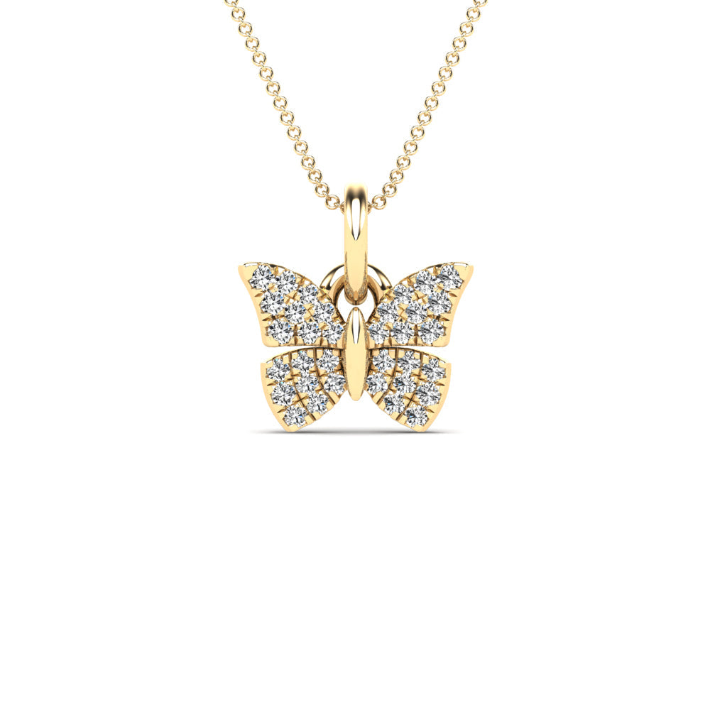 Lady's Yellow 14 Karat Butterfly Pendant 0.11ctw Round Diamonds — AJ's Jewelry Ridgewood, Queens NY