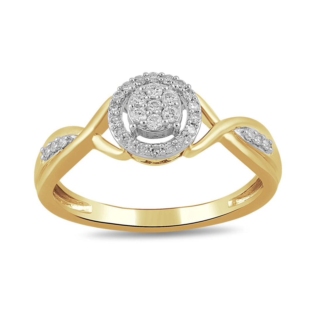 Lady's Yellow 14 Karat Cluster Engagement Ring 0.20ctw Round Diamonds — AJ's Jewelry Ridgewood, Queens NY