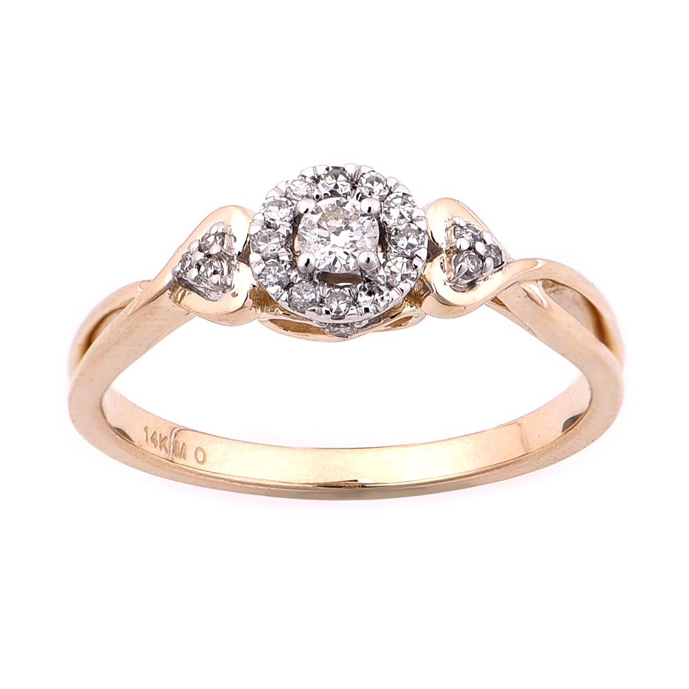 Lady's Yellow 14 Karat Cluster Engagement Ring 0.22ctw Round Diamonds — AJ's Jewelry Ridgewood, Queens NY