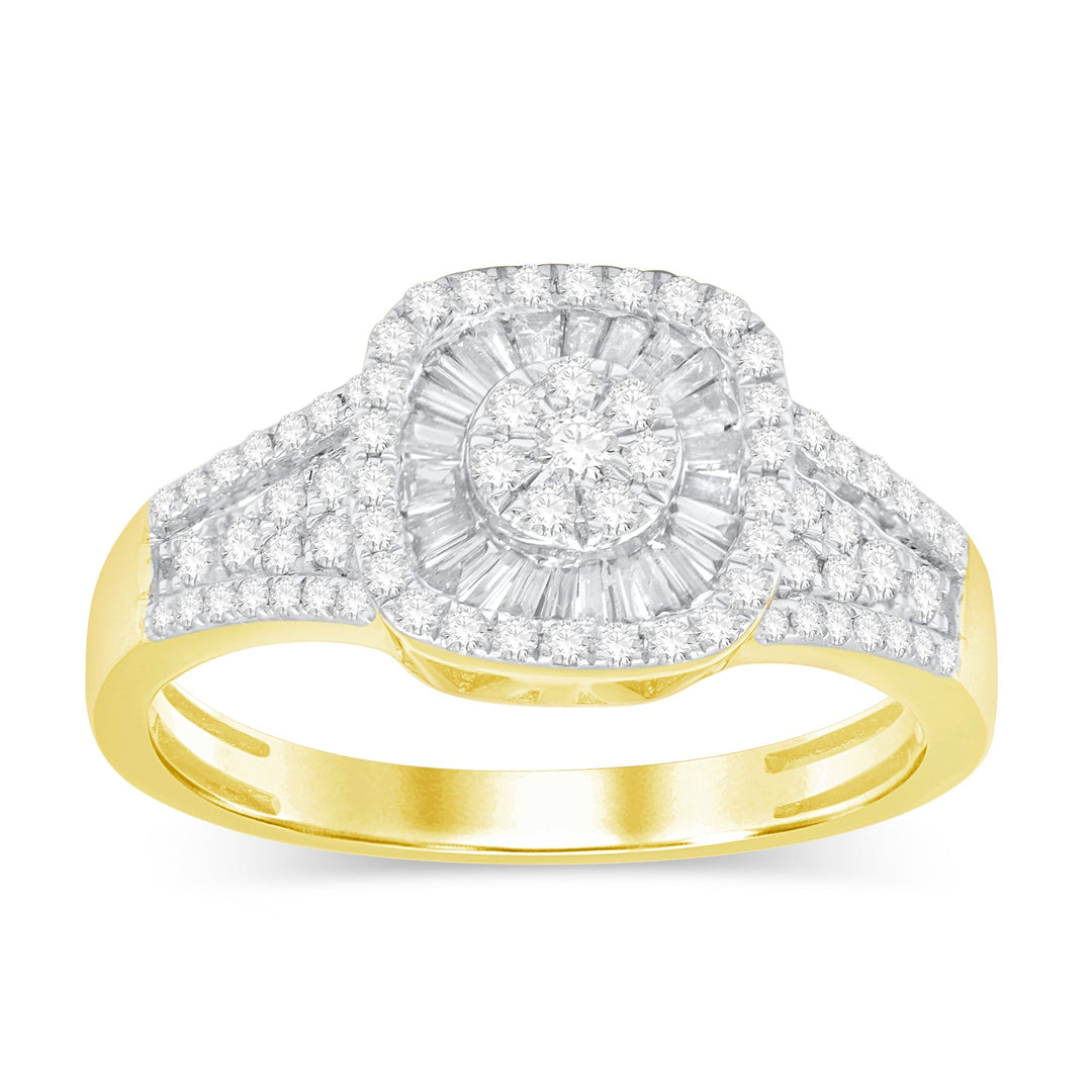 Lady's Yellow 14 Karat Contemporary Engagement Ring 0.65ctw Various Shapes Diamonds — AJ's Jewelry Ridgewood, Queens NY