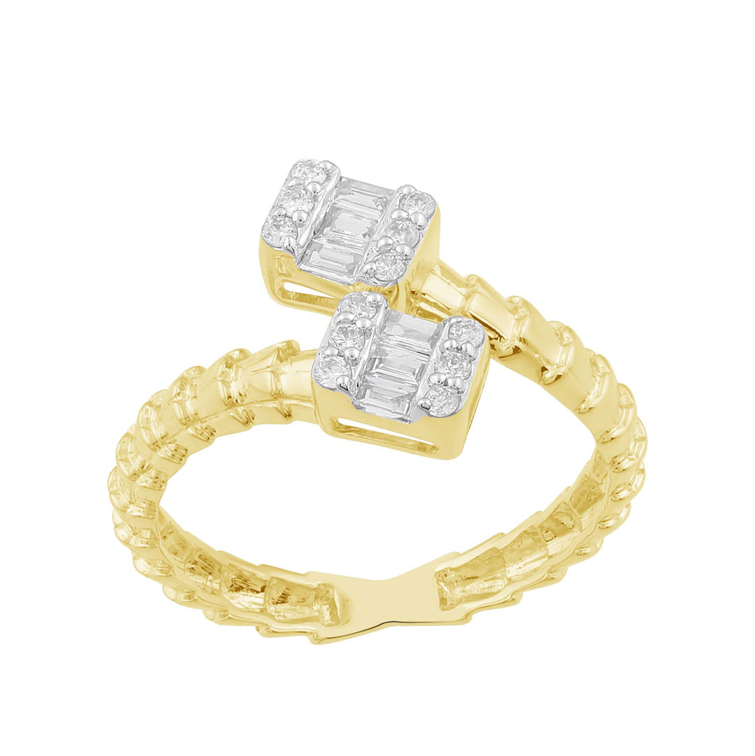 Lady's Yellow 14 Karat Crossover Fashion Ring 0.28ctw Various Shapes Diamonds — AJ's Jewelry Ridgewood, Queens NY