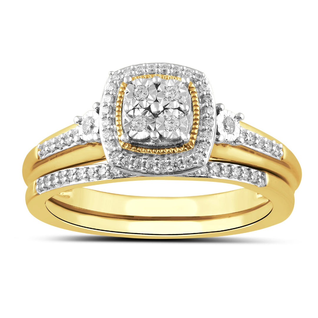 Lady's Yellow 14 Karat Engagement Ring and Wedding Band Set 0.21ctw Round Diamonds — AJ's Jewelry Ridgewood, Queens NY