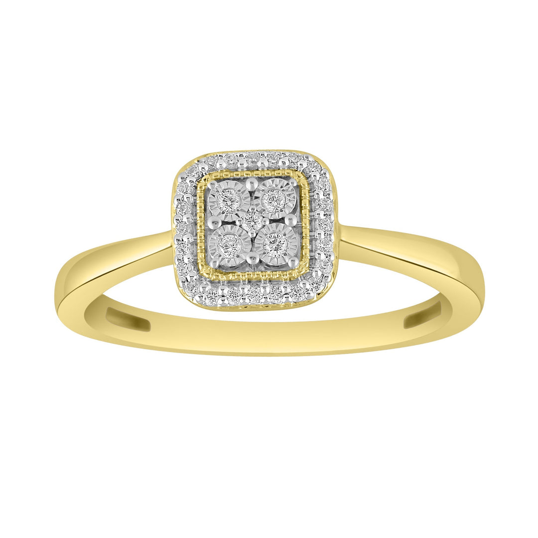 Lady's Yellow 14 Karat Halo Engagement Ring 0.10ctw Round Diamonds — AJ's Jewelry Ridgewood, Queens NY