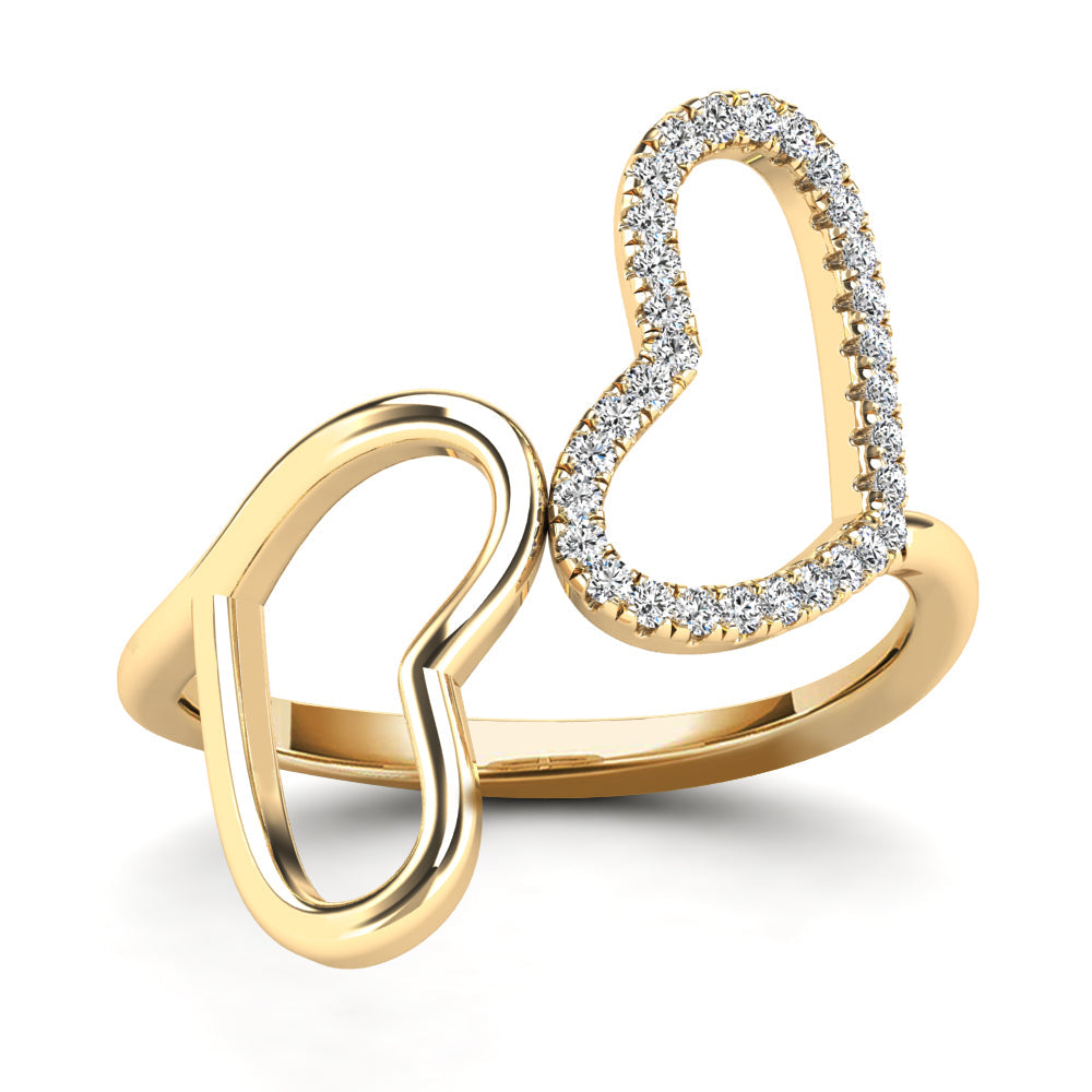 Lady's Yellow 14 Karat Heart Fashion Ring 0.11ctw Round Diamonds — AJ's Jewelry Ridgewood, Queens NY
