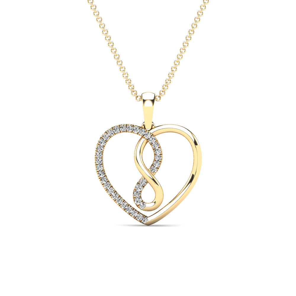 Lady's Yellow 14 Karat Heart Pendant 0.13ctw Round Diamonds — AJ's Jewelry Ridgewood, Queens NY