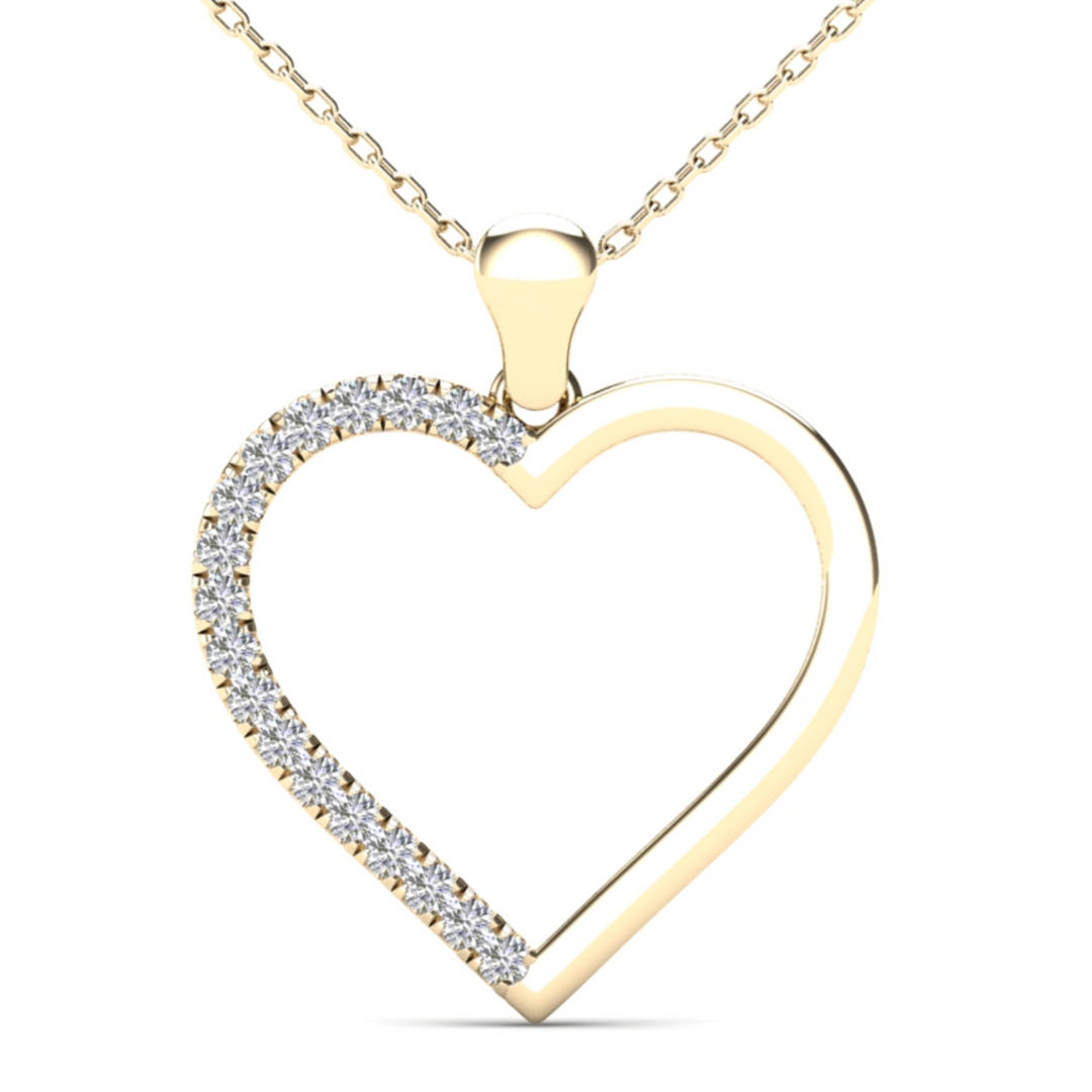 Lady's Yellow 14 Karat Heart Pendant 0.19ctw Round Diamonds — AJ's Jewelry Ridgewood, Queens NY