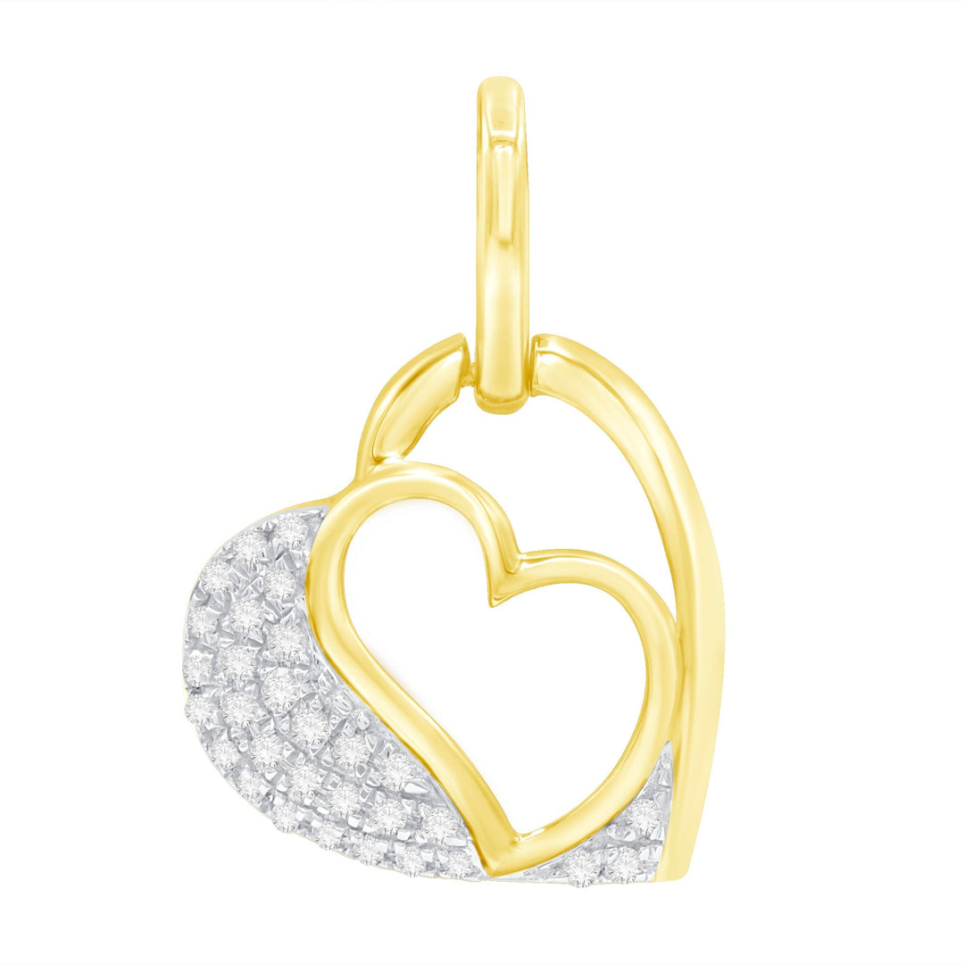 Lady's Yellow 14 Karat Heart Pendant With 0.11ctw Round Diamonds Stone: Diamond — AJ's Jewelry Ridgewood, Queens NY