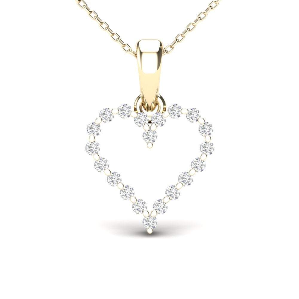 Lady's Yellow 14 Karat Heart Pendant With 0.26ctw Round Diamonds — AJ's Jewelry Ridgewood, Queens NY