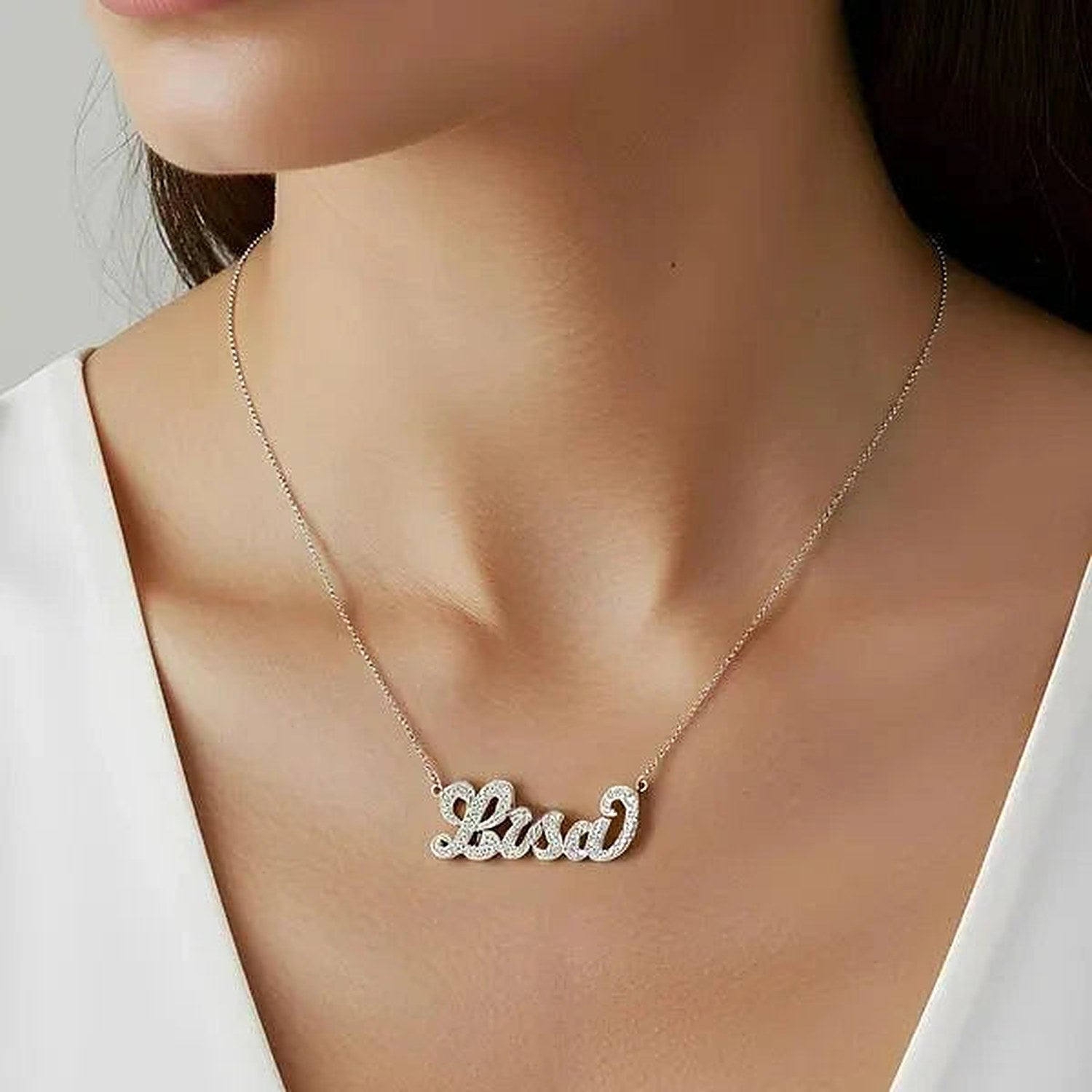 エルテ「Les Bijoux de Perles」シルクスクリーン 直筆サイン 14 Karat Diamond Cut 3D Name Necklace | AJ's Jewelry – AJ's Jewelers