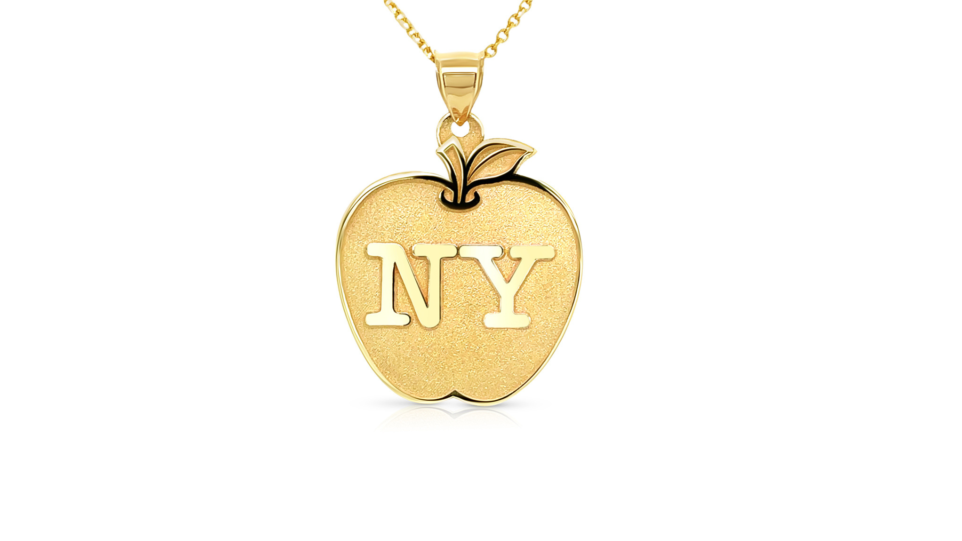 14 karat yellow gold New York Big Apple pendant custom jewelry banner — AJ's Jewelry Ridgewood Queens NY