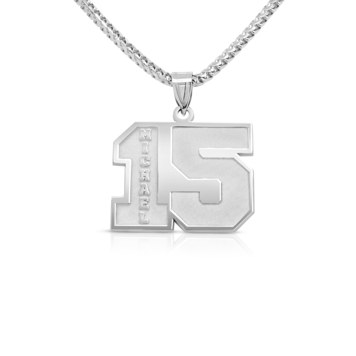 Sterling silver personalized jersey number and name pendant custom jewelry mobile banner — AJ's Jewelry Ridgewood Queens NY