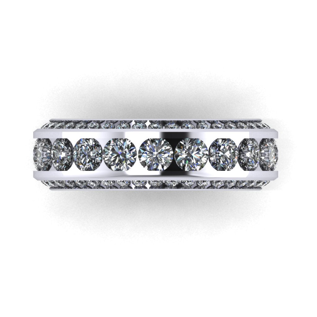 Rendering of the platinum eternity band with natural diamonds running the full circumference — AJ's Jewelry Queens NY