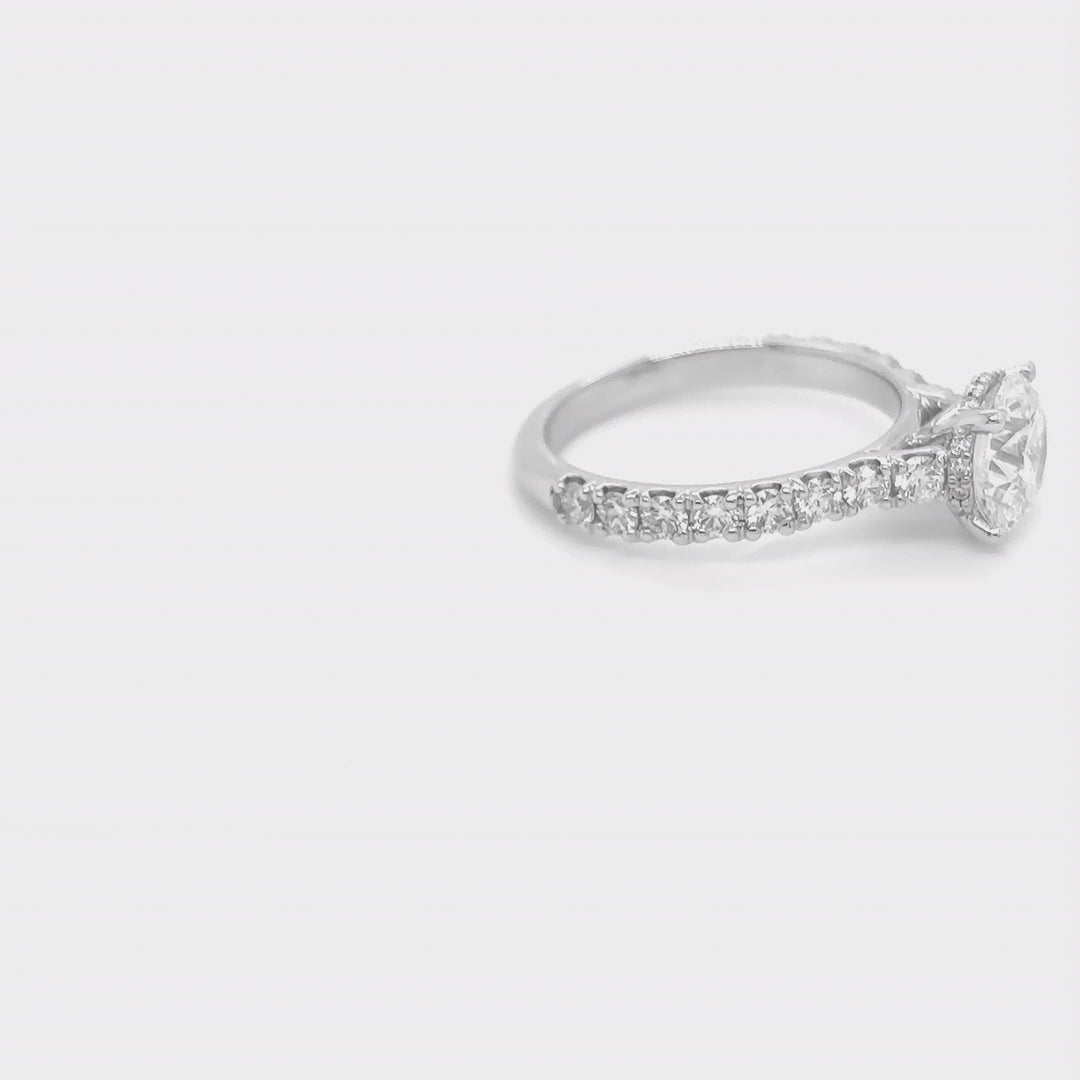 Rotating video of the 14 Karat White Gold 3ct round lab grown diamond engagement ring at AJ's Jewelry in Queens, NY