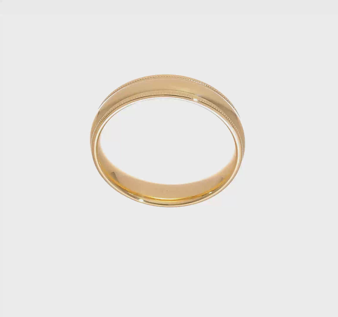 14K Yellow Gold 5mm Comfort Fit Milgrain Wedding Band