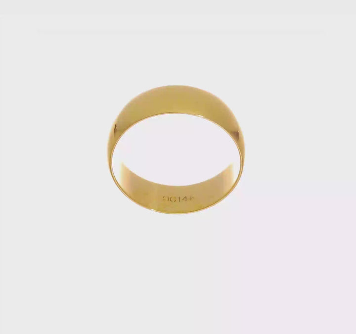 14K Yellow Gold 7mm Half Round Wedding Band