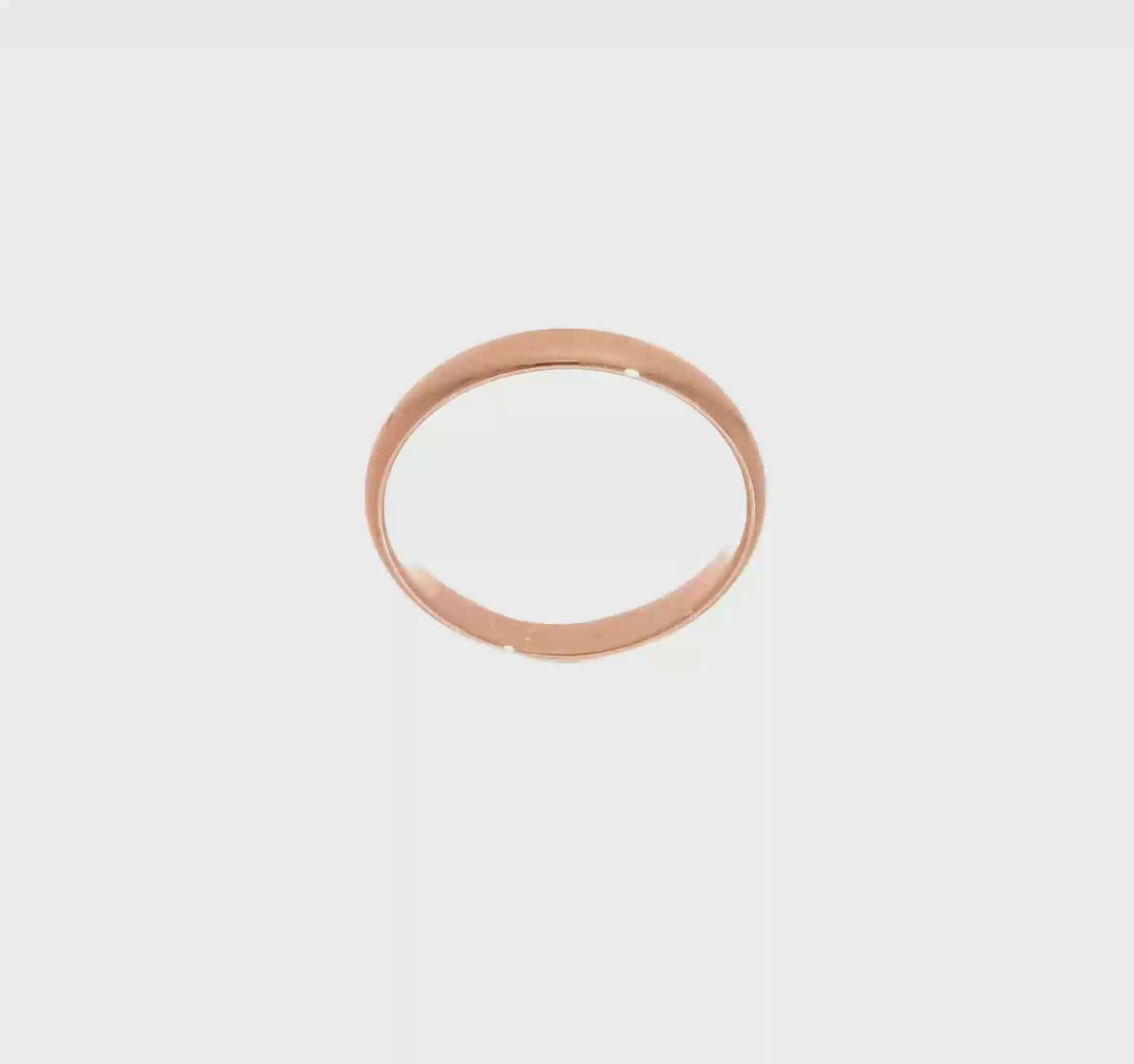 14K Rose Gold 3mm Half Round Wedding Band