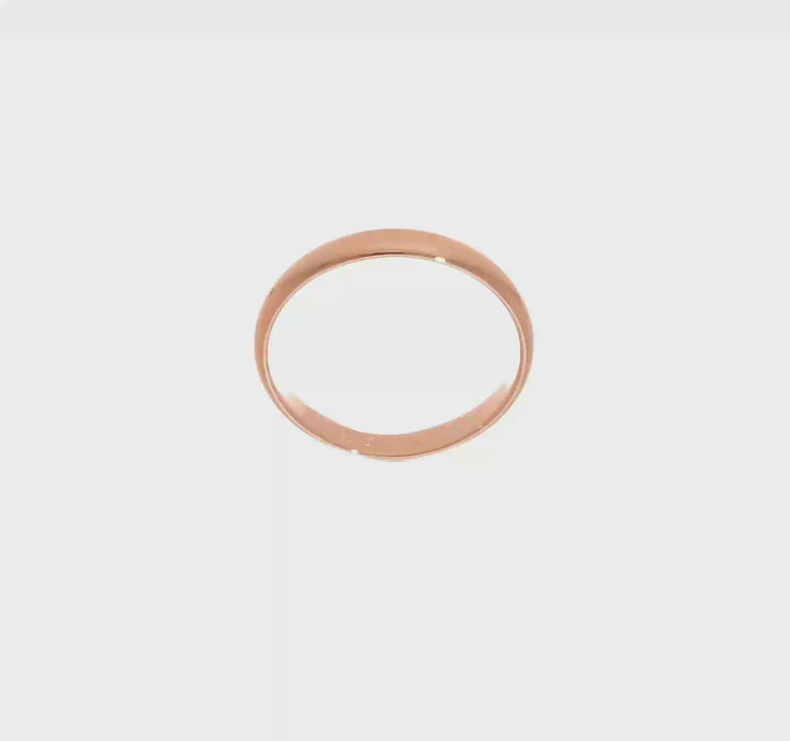 14K Rose Gold 3mm Half Round Wedding Band