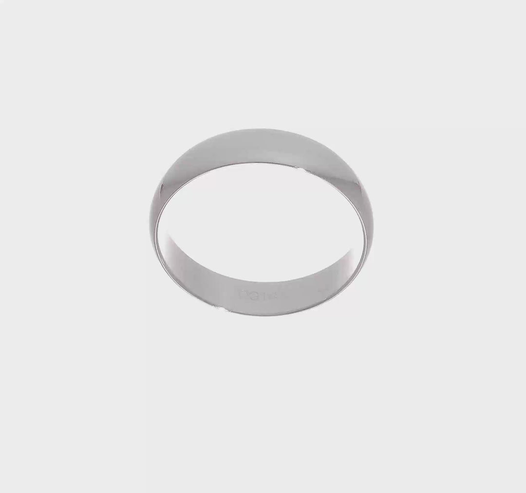 14K White Gold 5mm Half Round Wedding Band