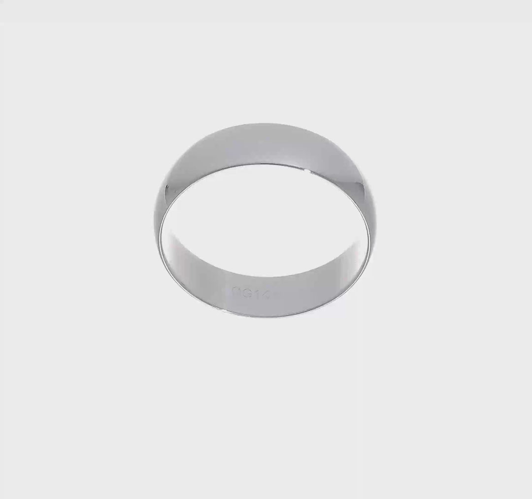 14K White Gold 6mm Half Round Wedding Band