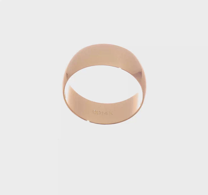 14K Yellow Gold 8mm Half Round Wedding Band