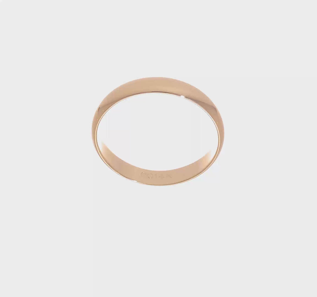 14K Yellow Gold 4mm Half Round Wedding Band