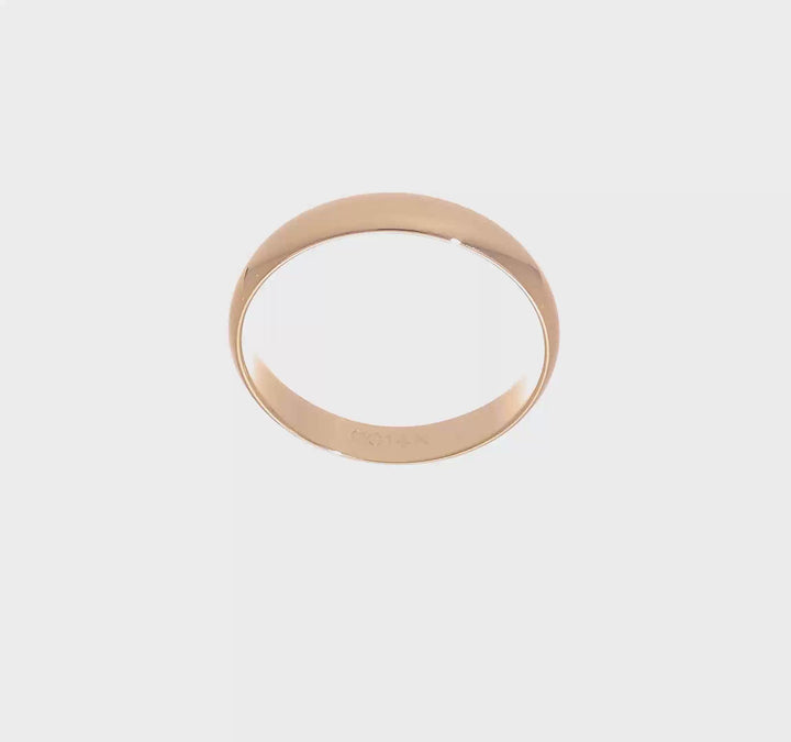 14K Yellow Gold 4mm Half Round Wedding Band