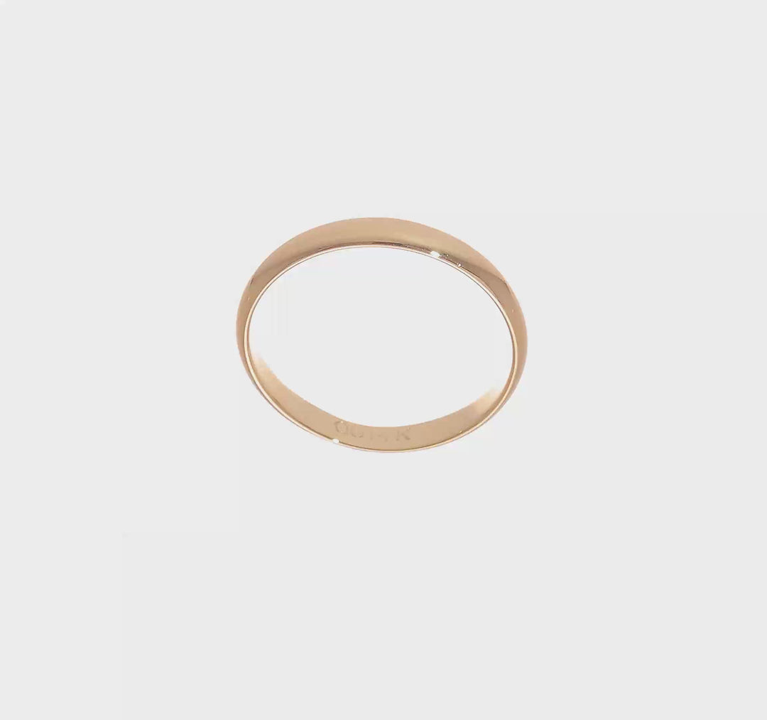14K Yellow Gold 3mm Half Round Wedding Band