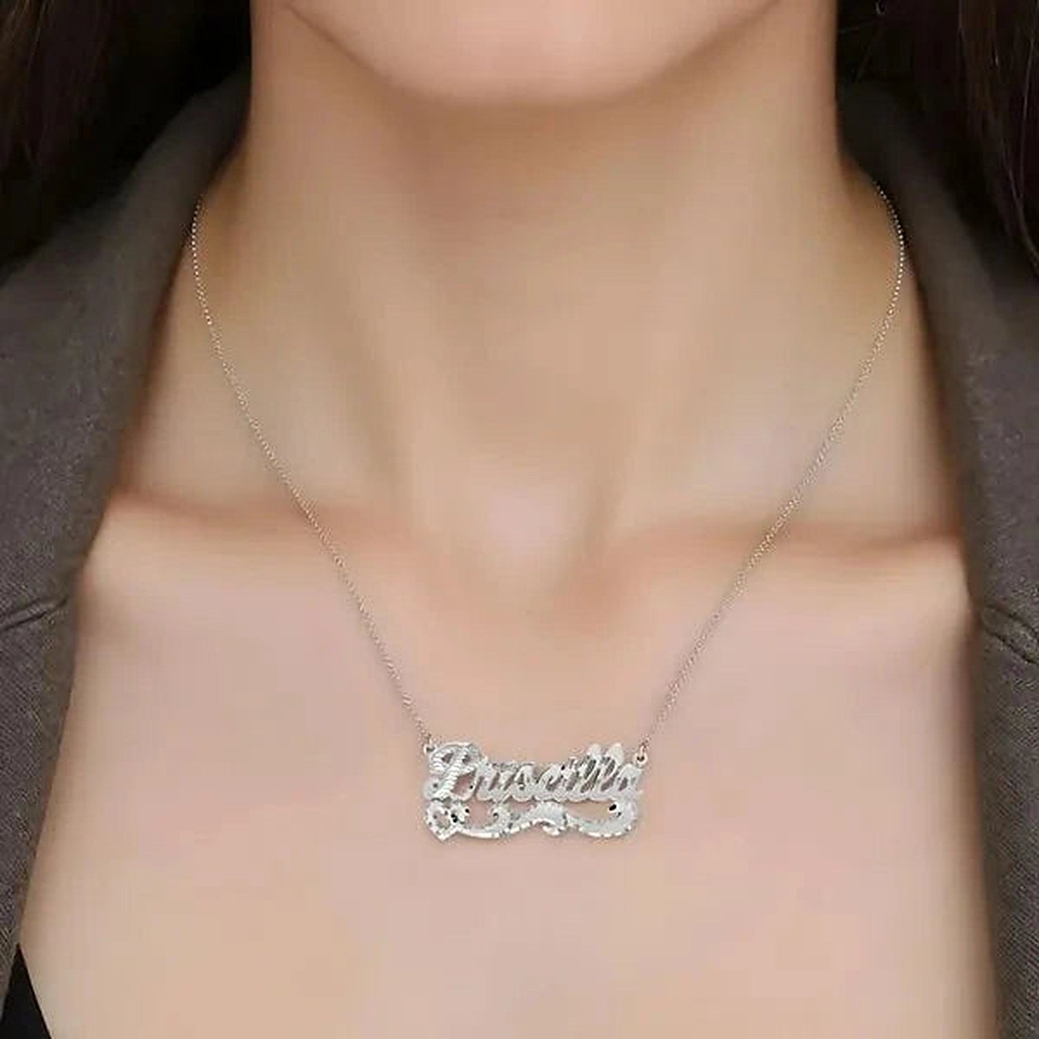 14 Karat Diamond Cut Name Necklace | AJ's Jewelry – AJ's Jewelers