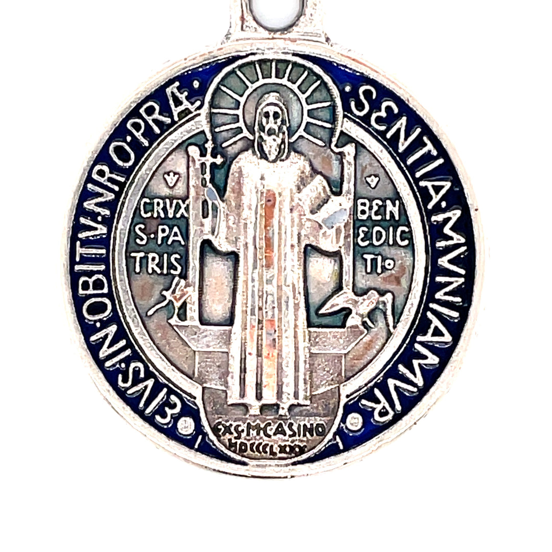 Client's original Saint Benedict keychain medal used as the reference for a custom 14kt yellow gold pendant — AJ's Jewelry Queens NY