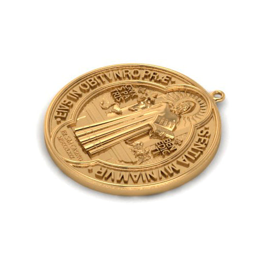 Digital gold rendering of the enlarged Saint Benedict medal pendant shown to the client for approval — AJ's Jewelry Queens NY