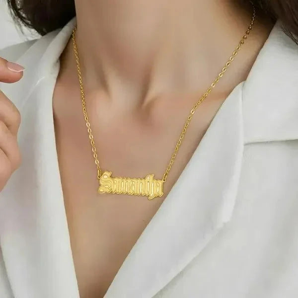 14 Karat Gothic Style Name Necklace