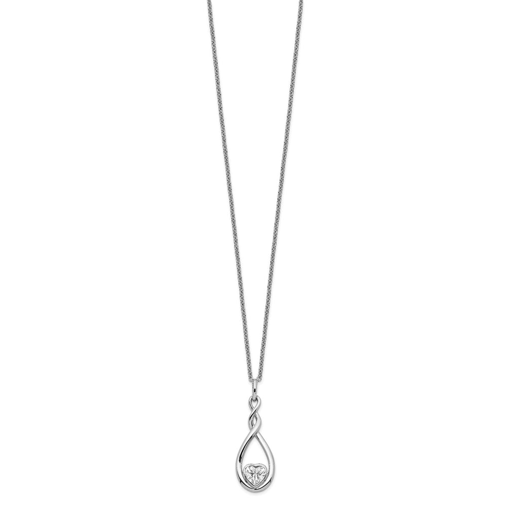 Sentimental Expressions Sterling Silver Rhodium-plated CZ Love You Forever 18in. Necklace — View 2 — AJ's Jewelry Queens NY