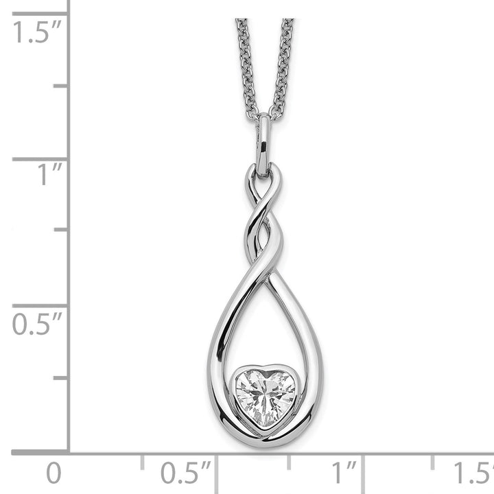 Sentimental Expressions Sterling Silver Rhodium-plated CZ Love You Forever 18in. Necklace — View 3 — AJ's Jewelry Queens NY