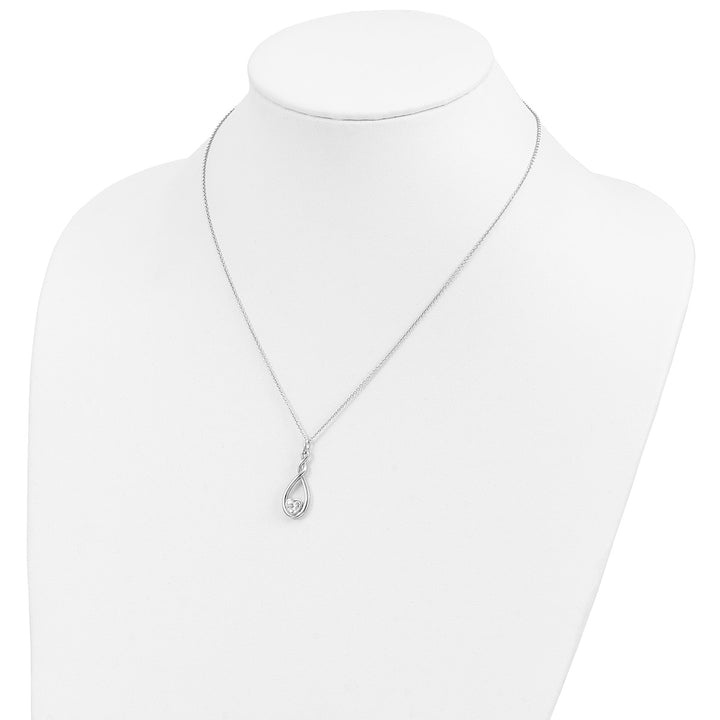 Sentimental Expressions Sterling Silver Rhodium-plated CZ Love You Forever 18in. Necklace — View 4 — AJ's Jewelry Queens NY