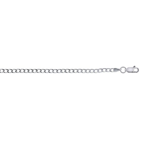 A image showing a silver curb chain on a white background