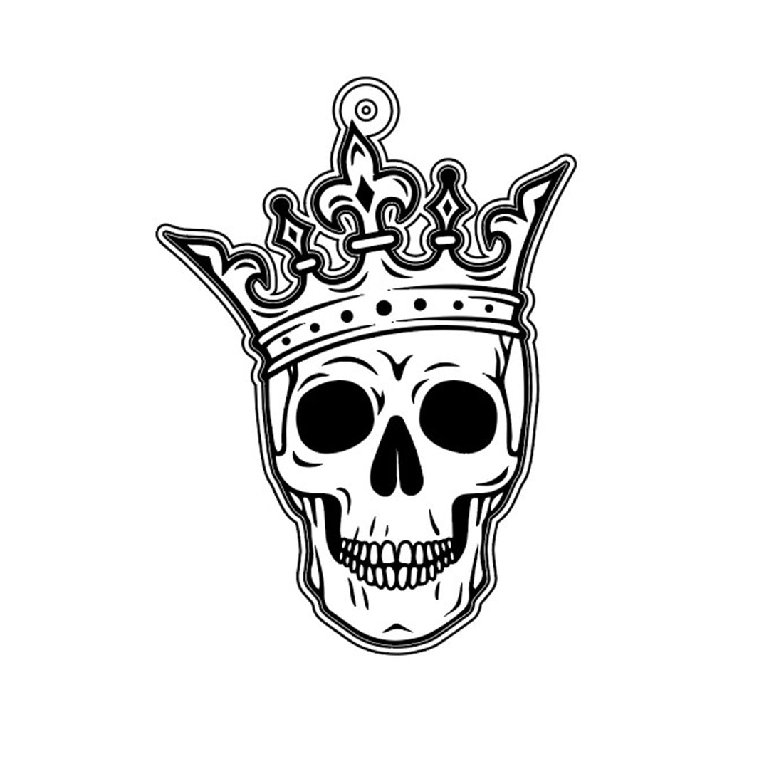 Vector rendering of the skull and crown design rebuilt for laser engraving into a sterling silver pendant — AJ's Jewelry Queens NY