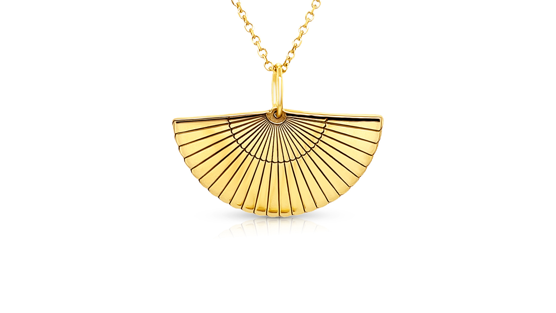 14 karat yellow gold Spanish fan pendant custom jewelry banner — AJ's Jewelry Ridgewood Queens NY
