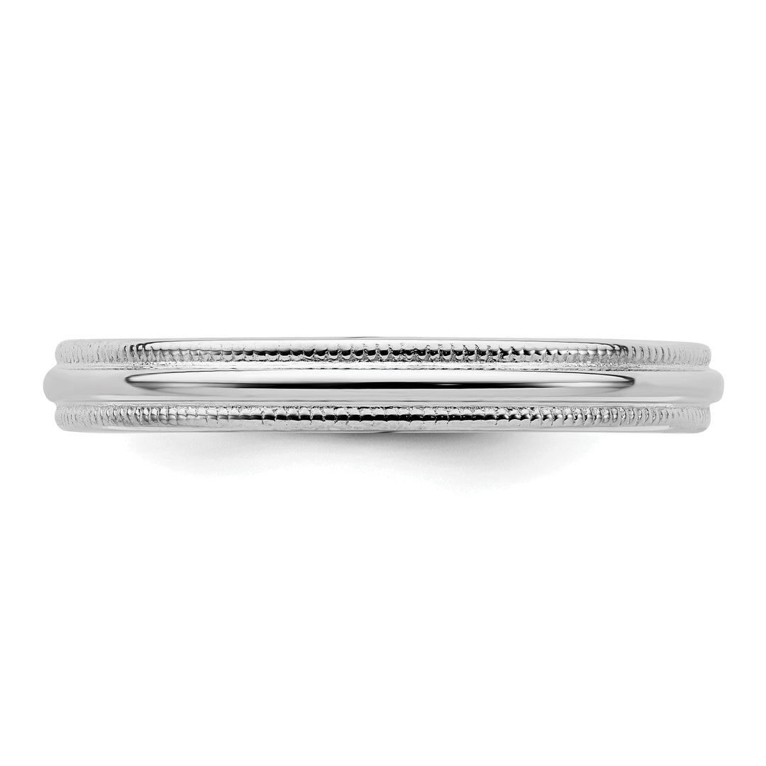 Sterling Silver 3mm Comfort Fit Milgrain Wedding Band - Side Profile