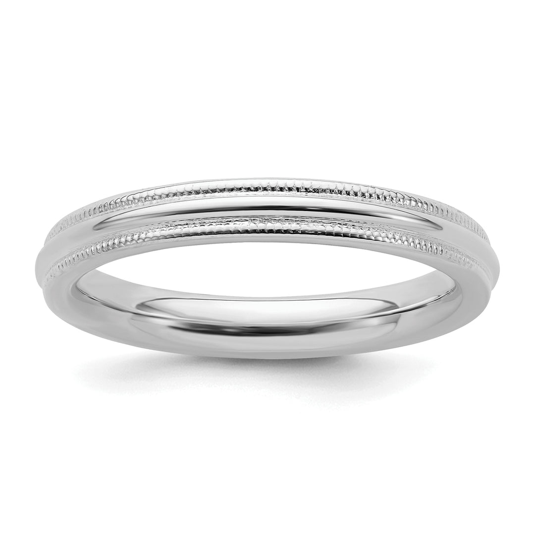 Sterling Silver 3mm Comfort Fit Milgrain Wedding Band