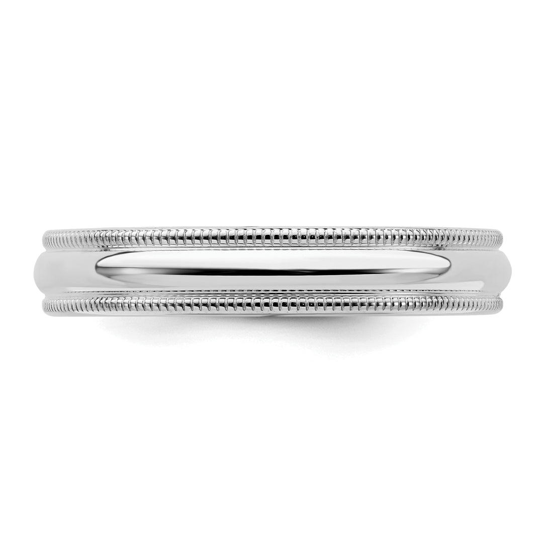Sterling Silver 4mm Comfort Fit Milgrain Wedding Band - Close-Up Detail