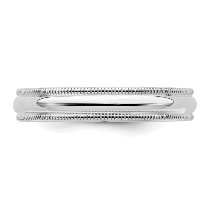 Sterling Silver 4mm Comfort Fit Milgrain Wedding Band - Close-Up Detail