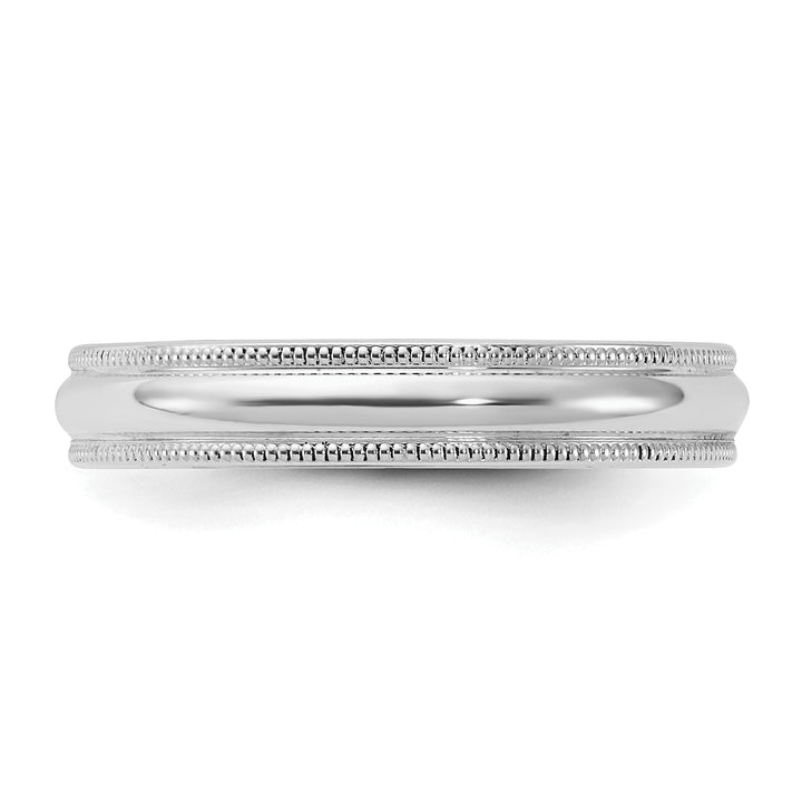 Sterling Silver 4mm Comfort Fit Milgrain Wedding Band - Side Profile